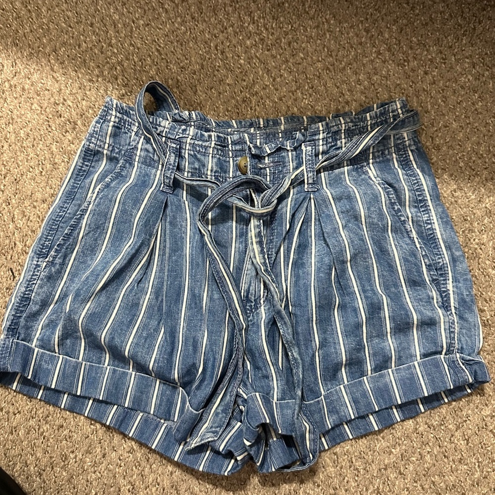 Blue Striped Women's Shorts